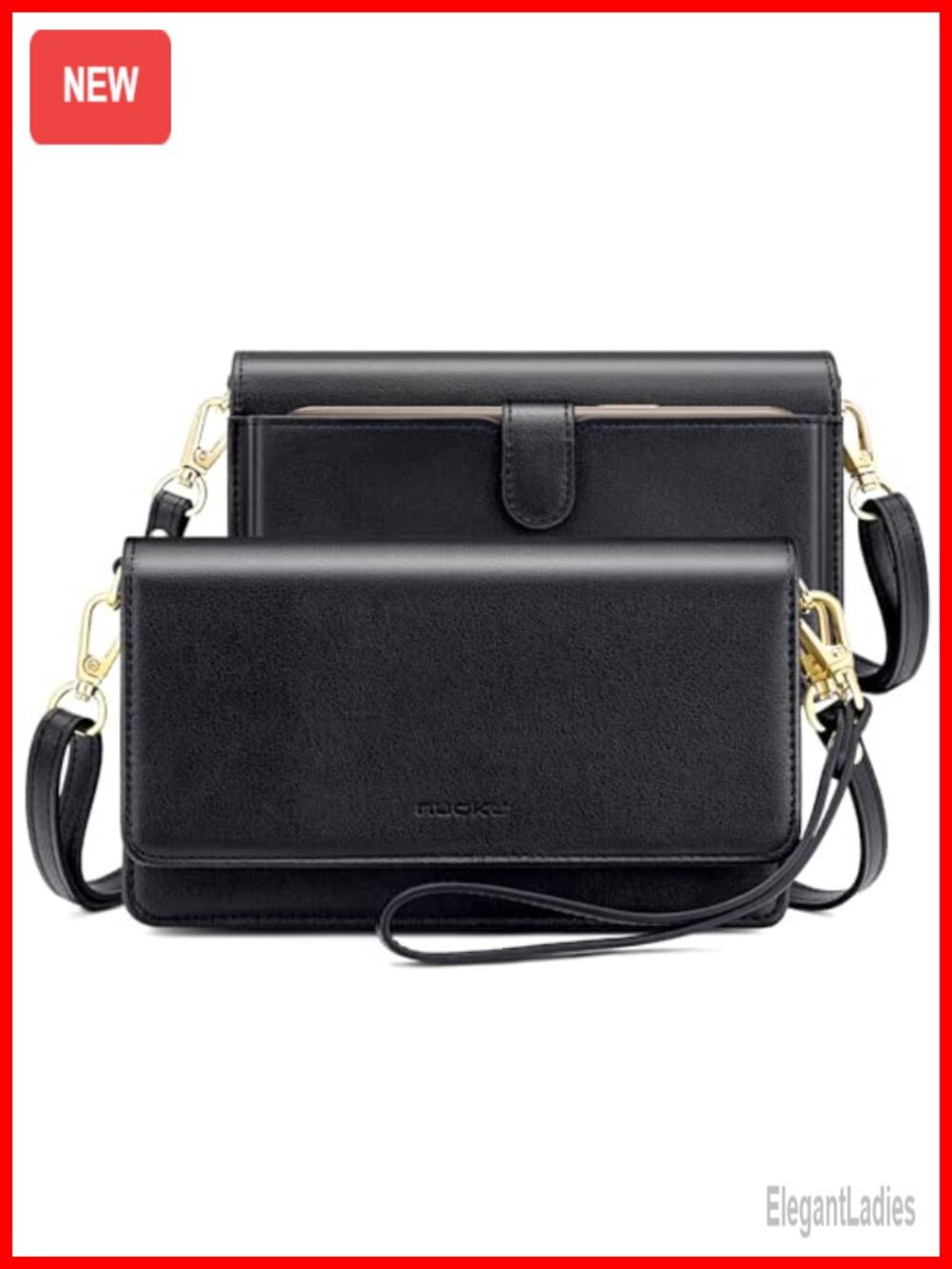 RFID Blocking Crossbody Wallet Purse with Wristlet & Shoulder Strap Faux Leather